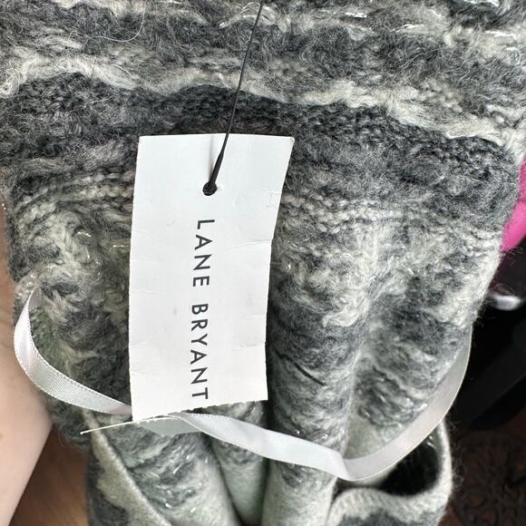 Lane Bryant Sweater Beige Gray Women 18/20 Geometric Horizontal Stripes Pullover - Picture 7 of 8